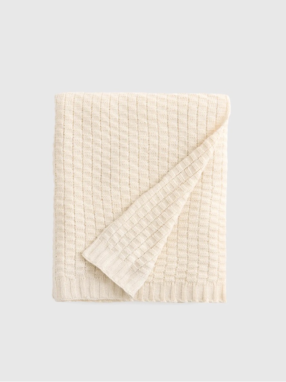 QUINCE 50x60 Cotton Cashmere Knit Blanket Ivory 7442